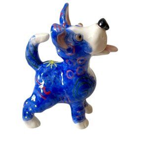 WhimsiClay Dog Figurine Ceramic Colorful Puppy Handmade Hand Painted